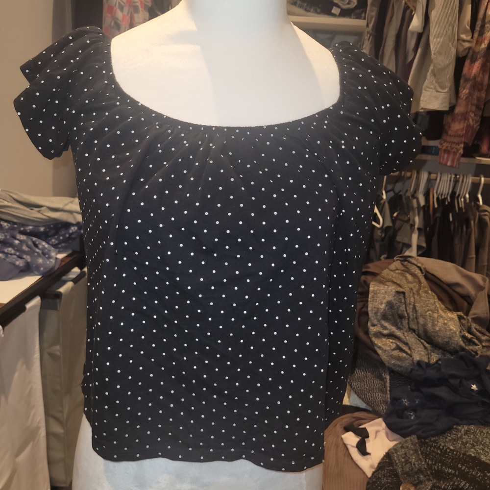 Garage Black Blouse with White Dots Medium